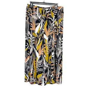 Bob Mackie Women's Tropical Paradise Wide Leg Elastic Waist Cropped Pants Size L